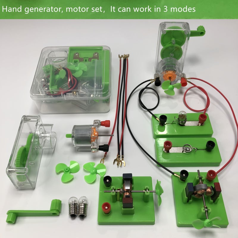 2 Sets Hand Crank Generator And Motor Open Shelf Dc Motor Science Experiment Kit Abs Material Essential Classroom Equipment No Power Supply Required - Image 1