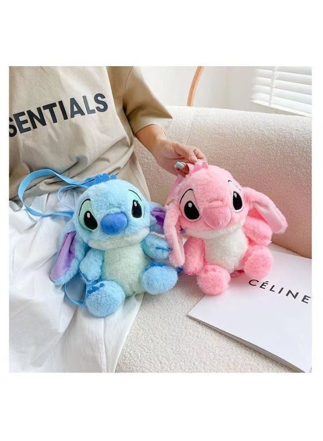 ستيتش حقيبة ظهر من القطيفة، دمية كرتونية، حقيبة ظهر مدرسية باللون الأزرق 28 سم - Image 4