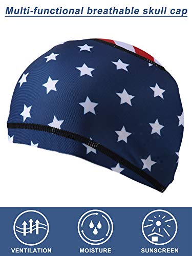 Geyoga 4 Pieces Cooling Skull Cap Sweat Wicking Helmet Liner Running Beanie Cycling Cap Liner for Men Women (Retro Style) - Image 2