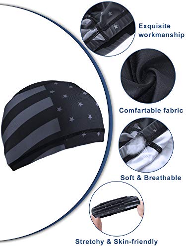 Geyoga 4 Pieces Cooling Skull Cap Sweat Wicking Helmet Liner Running Beanie Cycling Cap Liner for Men Women (Retro Style) - Image 3