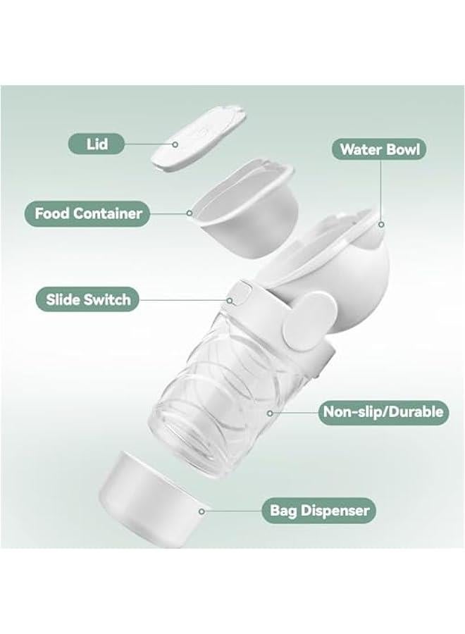زجاجة الماء للكلاب الصغيرة - زجاجة بحجم 12 أونصة مع حاوية للطعام، زجاجة سفر، وعاء محمول لتوزيع مياه الحيوانات الأليفة، لوازم لطيفة، مستلزمات رائعة للكلاب (أبيض) - Image 2