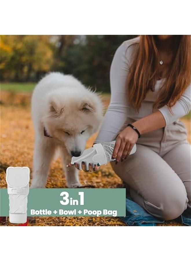 زجاجة الماء للكلاب الصغيرة - زجاجة بحجم 12 أونصة مع حاوية للطعام، زجاجة سفر، وعاء محمول لتوزيع مياه الحيوانات الأليفة، لوازم لطيفة، مستلزمات رائعة للكلاب (أبيض) - Image 3