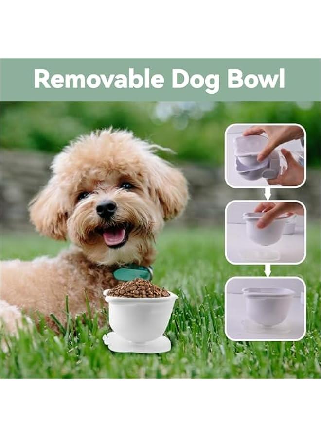 زجاجة الماء للكلاب الصغيرة - زجاجة بحجم 12 أونصة مع حاوية للطعام، زجاجة سفر، وعاء محمول لتوزيع مياه الحيوانات الأليفة، لوازم لطيفة، مستلزمات رائعة للكلاب (أبيض) - Image 4