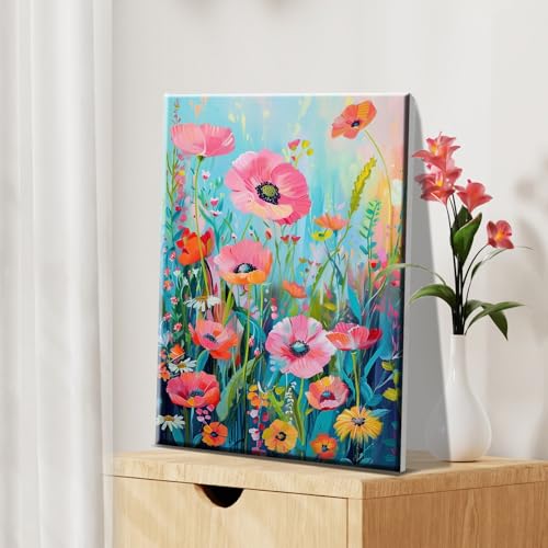 JOOZ Flower Paint by Number for Adults with Easel Paint by Numbers Kit with Frame for Adults Beginners on Canvas DIY Acrylic Painting Kit for Home Decor Gift 7.87x11.81 Inch - Image 5