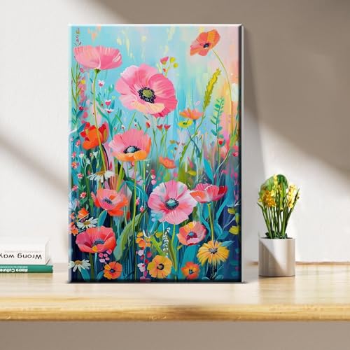 JOOZ Flower Paint by Number for Adults with Easel Paint by Numbers Kit with Frame for Adults Beginners on Canvas DIY Acrylic Painting Kit for Home Decor Gift 7.87x11.81 Inch - Image 3