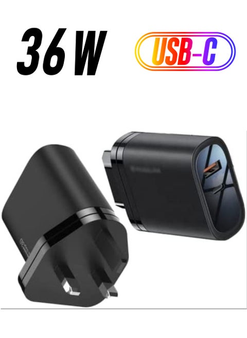 36W PD Type C Usb Wall Charger Quick Charge Usb Charger Qc 3.0 with type C port and Type A port and Type C port support both QC 3.0 and PD 18W super charging