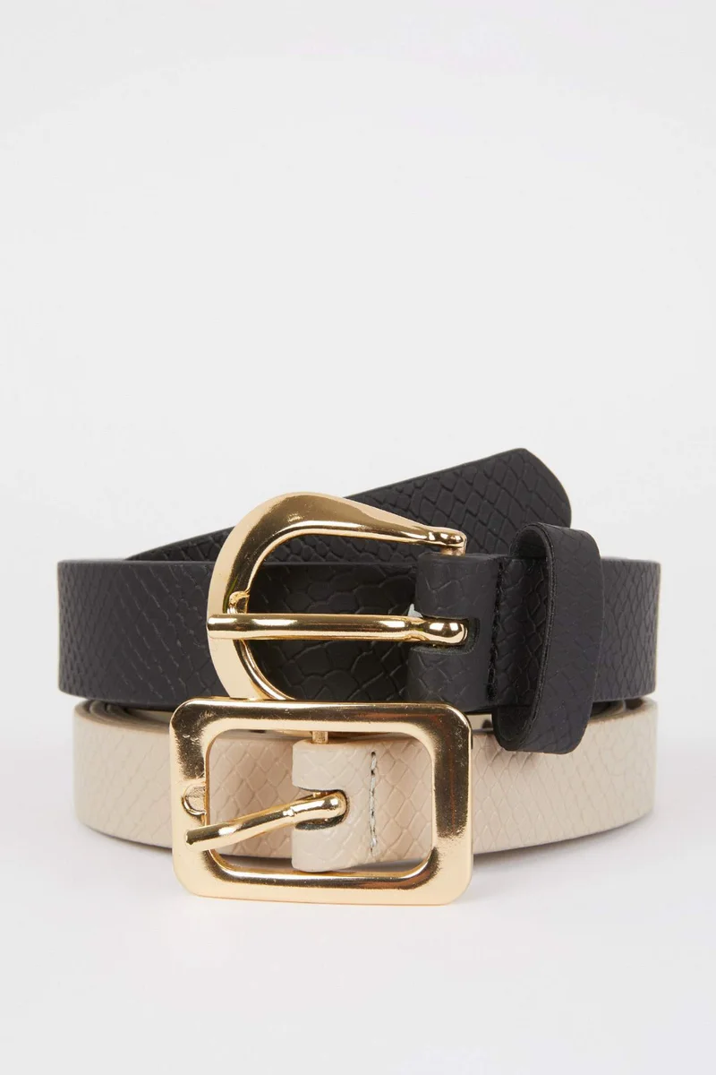 Women Oval Buckle 2-Piece Jean Belt