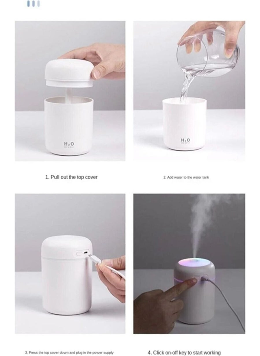 Teknomila - H2O Humidifier 300 ml Ultrasonic Air Humidifier Steam Machine and Aroma Diffuser - Image 1