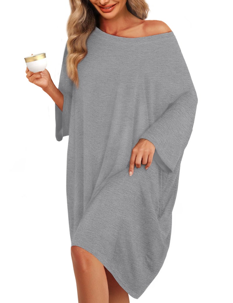 KFUBUO Oversized Pajamas Dress Shirts for Women Plus Size Nightgowns Sleep T Short Sleeves Sleepwear With Pocket Fit Maternity Fit S-5XL - Image 1