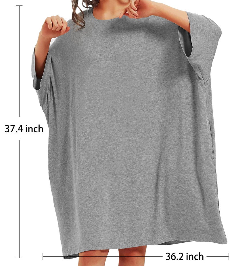 KFUBUO Oversized Pajamas Dress Shirts for Women Plus Size Nightgowns Sleep T Short Sleeves Sleepwear With Pocket Fit Maternity Fit S-5XL - Image 5