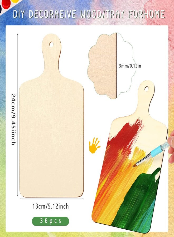 Marsui 36 Pcs Wooden Mini Cutting Board with Handle Unfinished Wood Craft Mini Charcuterie Boards Paddle Blank Small Chopping Board for DIY Kitchen Cooking Vegetables Decor (9.4 x 5.1 Inch) - Image 2
