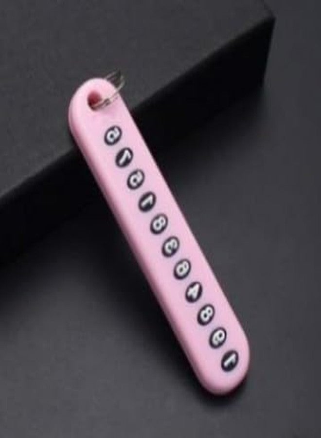 MAAGHI Anti-Lost Car Braided Leather Keychain with Phone Number Pendant | Durable Braided Leather | Universal Keyring for Car, Bike & Home Keys (PINK) - Image 2