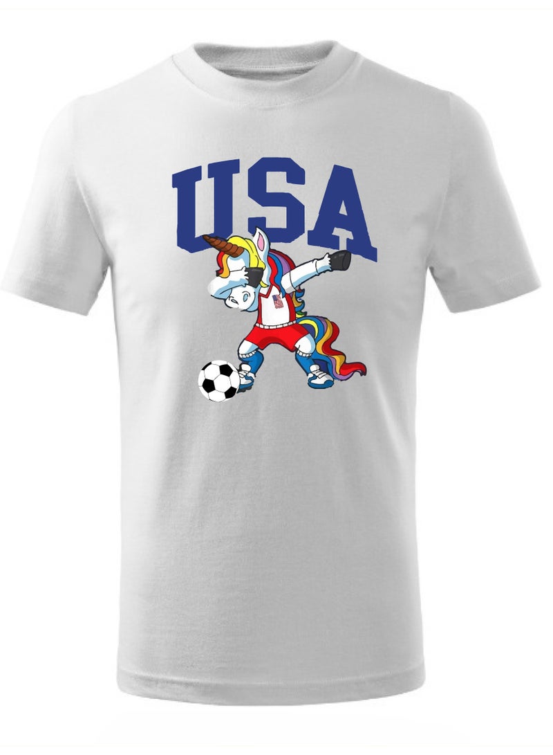 USA Football Team World Fans printed T shirts Supporting The Team Football Team Jersey T shirts For Men | Women | Kids to win the cup (White)  - Image 1