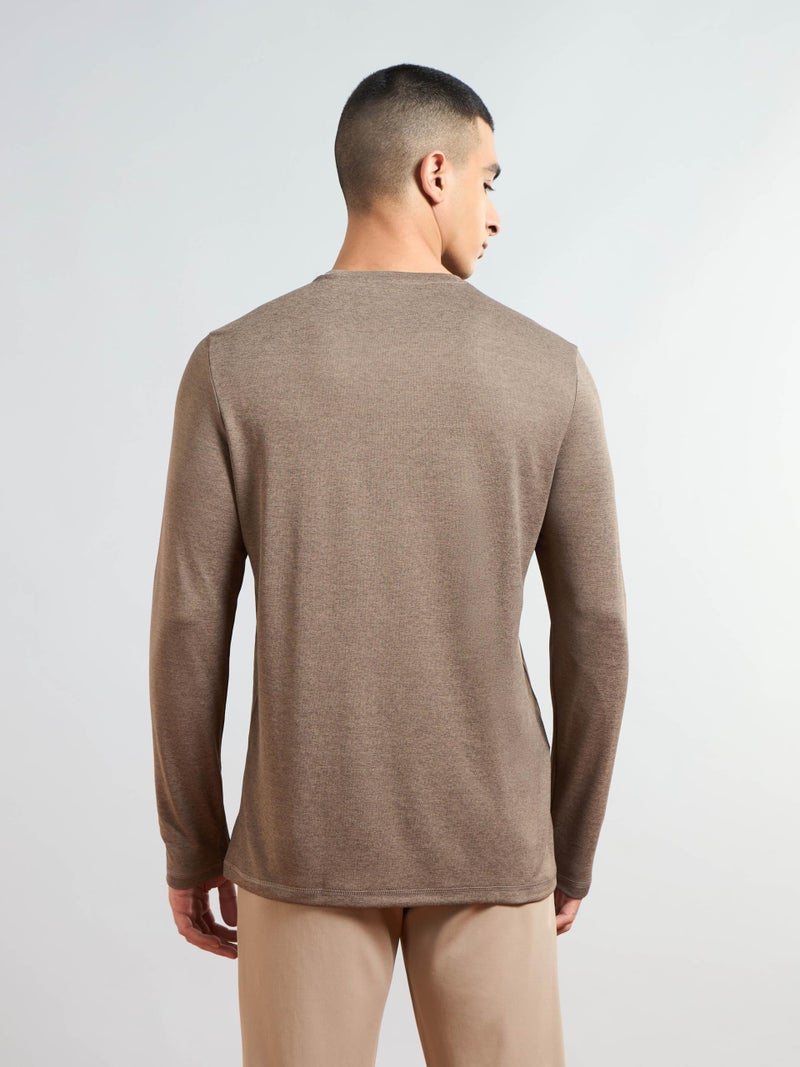 TECHNOSPORT Mens Slim Fit Self-Design Full Sleeve T-Shirt for Sports, Gym and Running - (MTOR47SGM_Stone Grey_XL) - Image 2