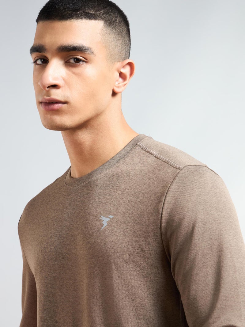 TECHNOSPORT Mens Slim Fit Self-Design Full Sleeve T-Shirt for Sports, Gym and Running - (MTOR47SGM_Stone Grey_XL) - Image 3