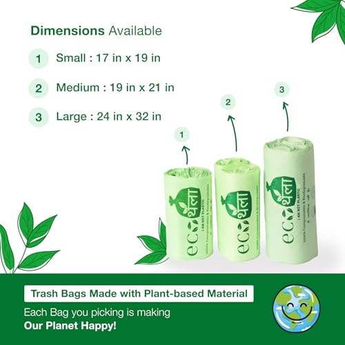Eco Thaila - ECO Friendly Garbage Bags | Large - 30 Bags (3 Rolls, 10 bags each) | 24 X 32 Inches | Compostable & Biodegradable | Trash/Dustin Cover | Leak-Proof, No Smell | For Dry & Wet Waste Bag - Image 3