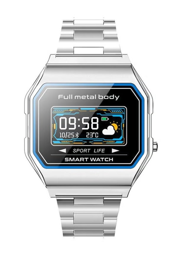 AROAQ KW18 Men Smart Watch with Stainless Steel Strap – IP67 Waterproof, BP & SpO2 Monitor, Heart Rate, GPS, Multi-Sports, Bluetooth 5.0 for Android & iOS - Silver - Image 3