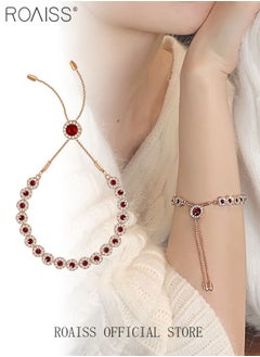 roaiss Trendy Rhinestone Crystal Bracelet Wedding Bridal Bracelet for Women Girls Cubic Zircon Adjustable Charms Bracelet for Women  - Image 1