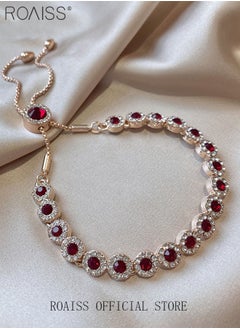 roaiss Trendy Rhinestone Crystal Bracelet Wedding Bridal Bracelet for Women Girls Cubic Zircon Adjustable Charms Bracelet for Women  - Image 2