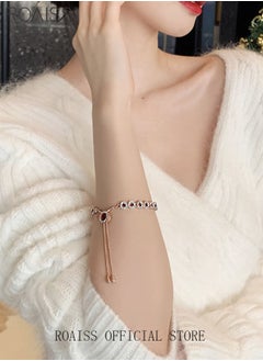 roaiss Trendy Rhinestone Crystal Bracelet Wedding Bridal Bracelet for Women Girls Cubic Zircon Adjustable Charms Bracelet for Women  - Image 5