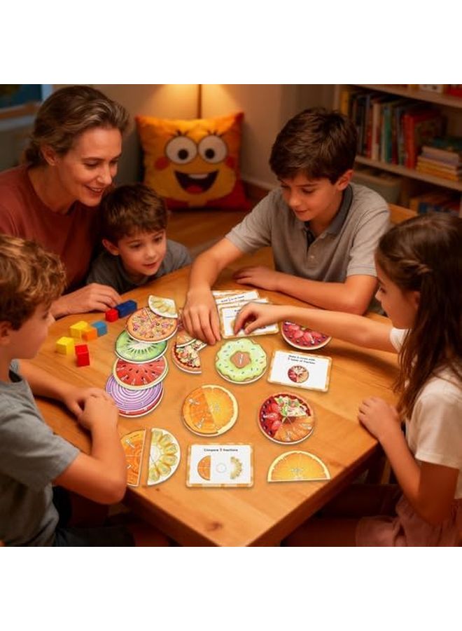 مجموعة الأدوات المغناطيسية للكسور ذات طابع الفاكهة الملون لعبة تعليمية في الرياضيات - Image 4