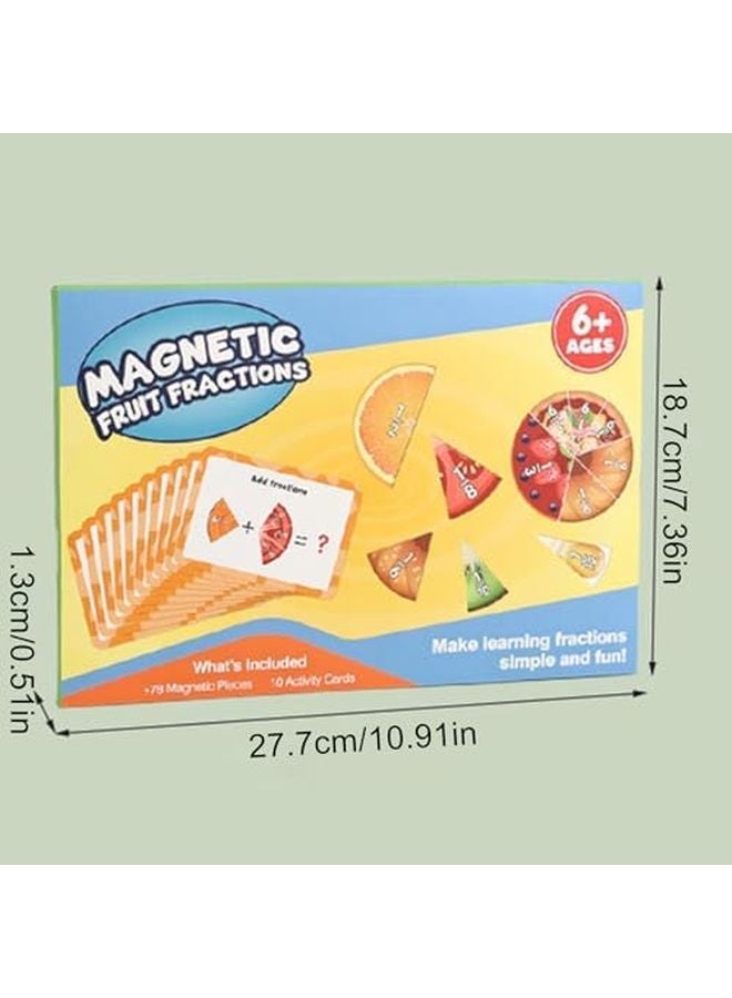مجموعة الأدوات المغناطيسية للكسور ذات طابع الفاكهة الملون لعبة تعليمية في الرياضيات - Image 3