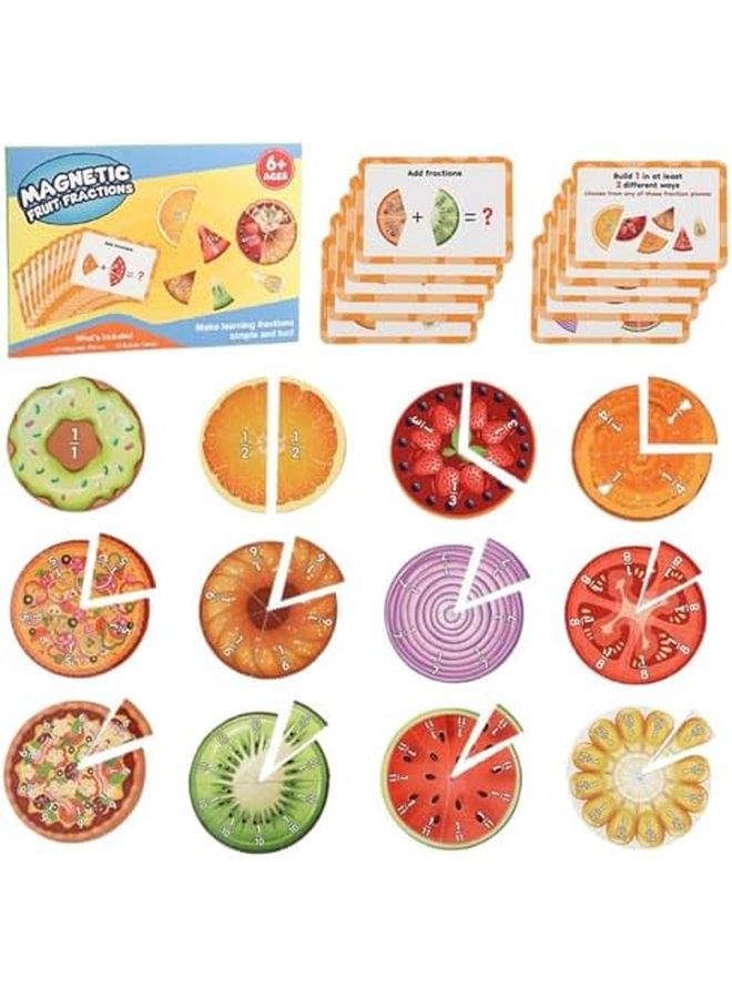 مجموعة الأدوات المغناطيسية للكسور ذات طابع الفاكهة الملون لعبة تعليمية في الرياضيات - Image 2