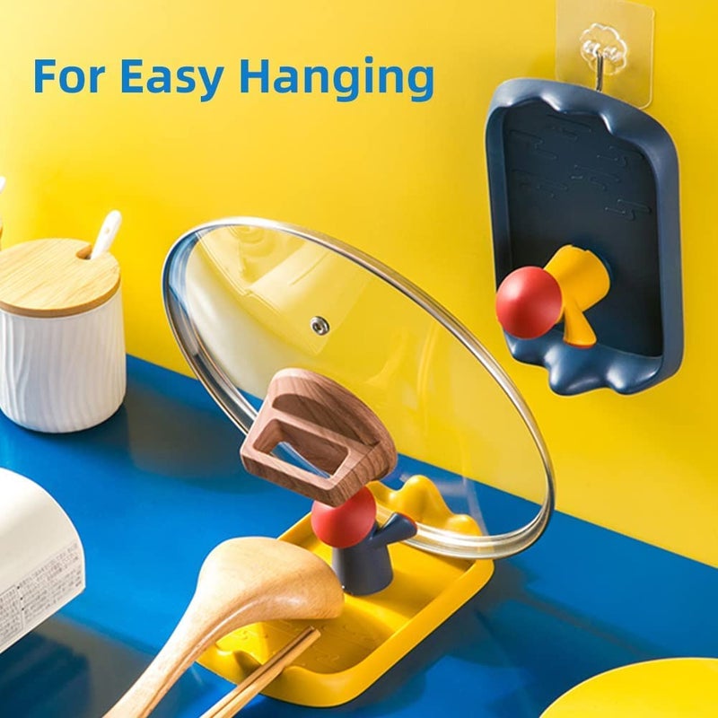 HARI® Space Saving Small Lid Rest Detachable Cute Mushroom Ladle Rest Spatula Holder Coffee Spoon Rest Kitchen Utensil Holder (Blue) - Image 3