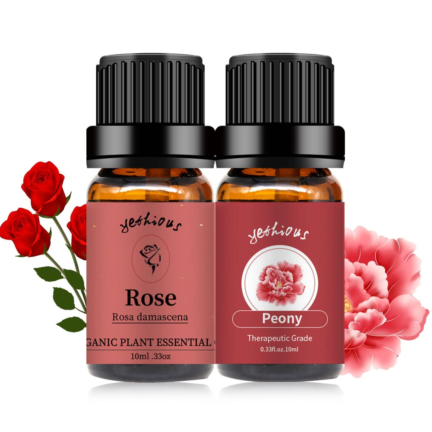 زيت عطري من يثيوس روز زيت عطري عضوي للزهور الطبيعية زيت عطري للناشر للعناية بالبشرة صابون شموع صنع 2 × 10 مل مجموعة زيت عطري هدية