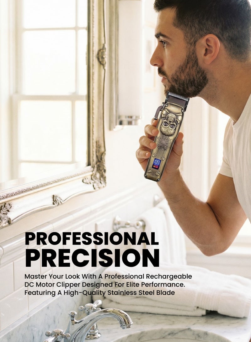 تيم Team Professional Hair Clipper – USB‑C Rechargeable Barber Trimmer for Men | LED Display, Alloy Steel Blades, 8 Guide Combs, Low Noise DC Motor, Lithium Battery, Metal Body Hair Cutting Machine - Image 2