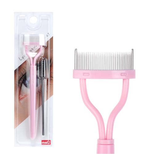 MSQ Eyelash Comb Separator MSQ Eyelash Mascara Brush and Comb Lash Separator With Comb Cover Arc Designed Cosmetic Brushes Tool Pink Includes a Mascara Wand - Image 1