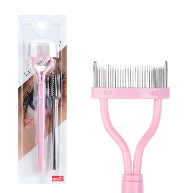 MSQ Eyelash Comb Separator MSQ Eyelash Mascara Brush and Comb Lash Separator With Comb Cover Arc Designed Cosmetic Brushes Tool Pink Includes a Mascara Wand - Image 3