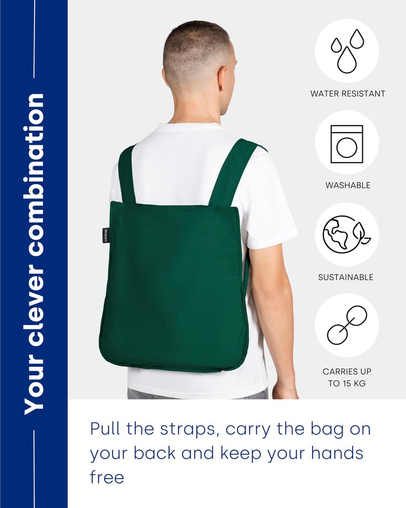 Notabag 2 in 1: Transformable Backpack and Handbag: Waterproof, Reusable and Foldable (Forest Green) - Image 3