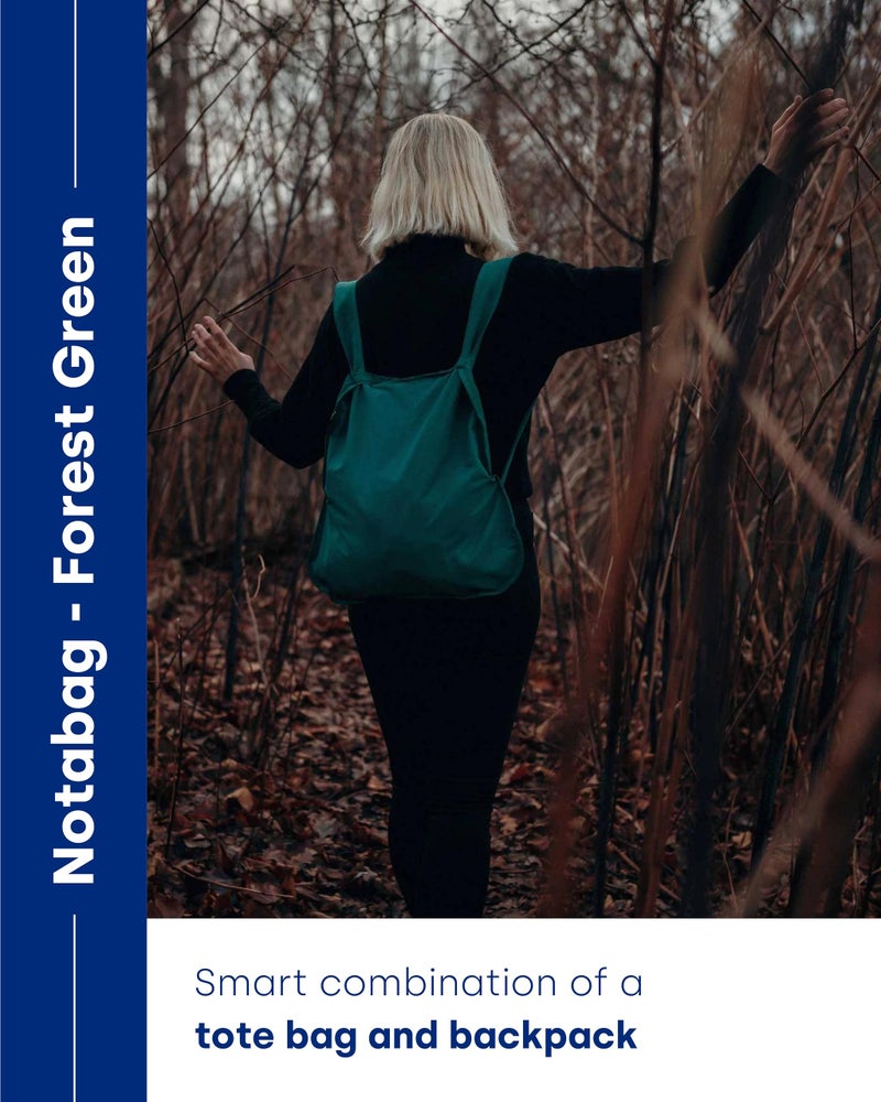 Notabag 2 in 1: Transformable Backpack and Handbag: Waterproof, Reusable and Foldable (Forest Green) - Image 2