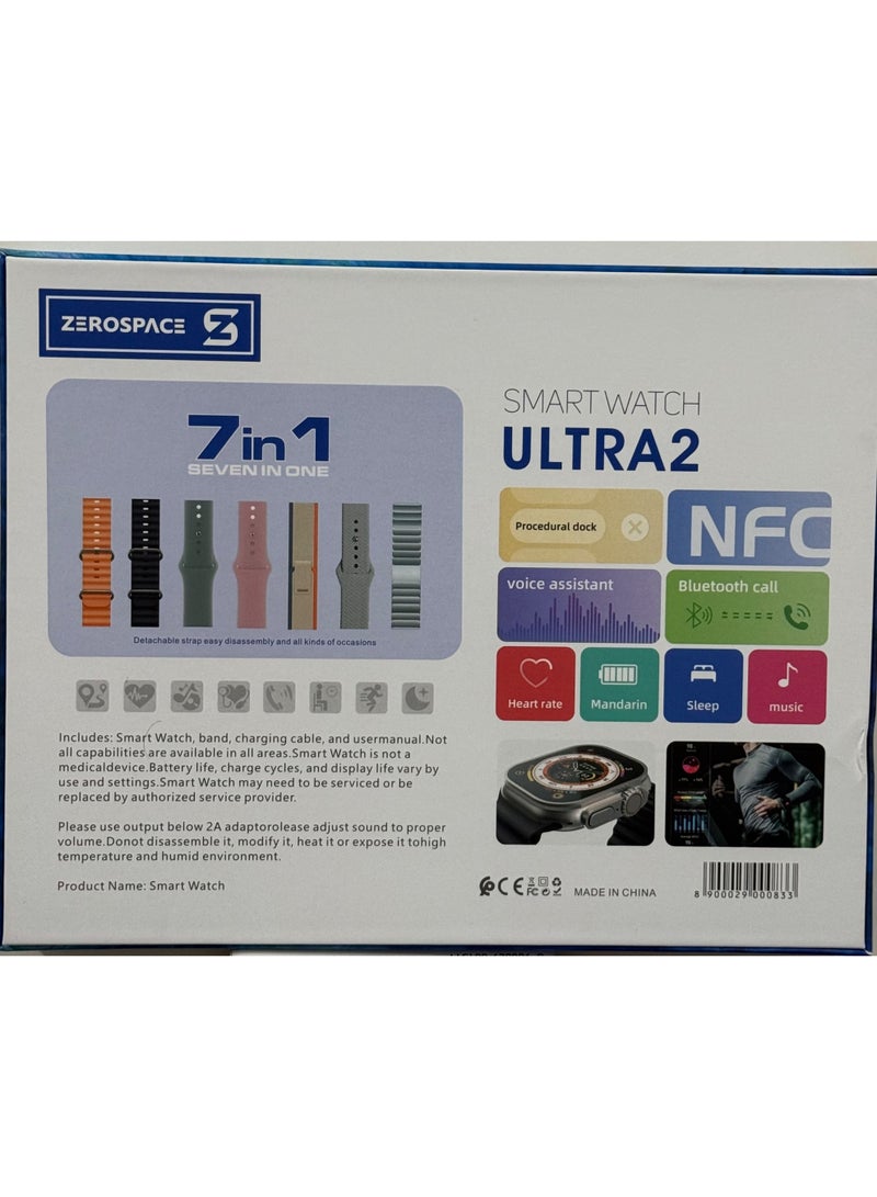 ZEROSPACE ساعة ذكية 7 ستراب الترا 2 بشاشة كاملة مع مكالمات - Image 3