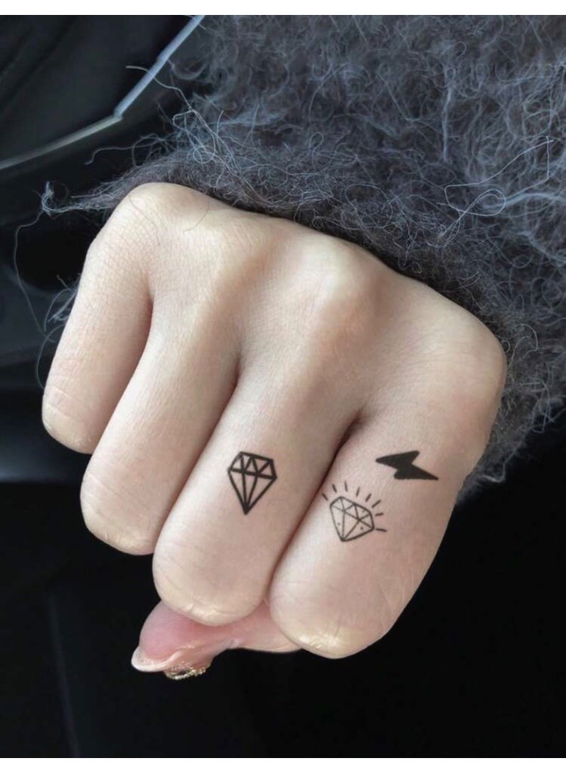Tuline Y2K Temporary Tattoo Sticker Butterfly Feather Music Note Diamond Mini Waterproof Tattoo For Finger Ear Neck Women - Image 4