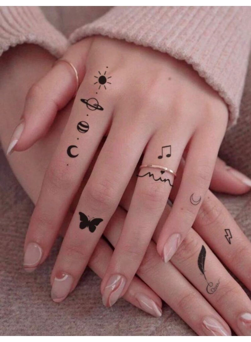 Tuline Y2K Temporary Tattoo Sticker Butterfly Feather Music Note Diamond Mini Waterproof Tattoo For Finger Ear Neck Women - Image 1