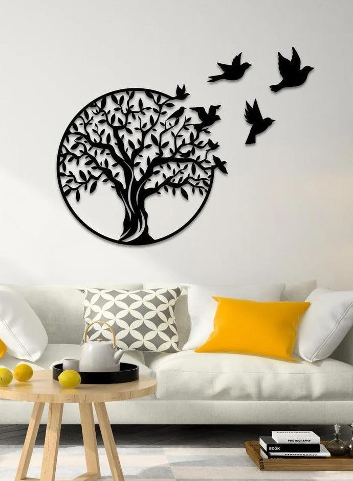 Mijioceon Tree of Life Metal Wall Art Decor Wall Hanging Family Tree Wall Decor Garden Sculptures for Living Room Bedroom Office 30 x 30 cm, Black - Image 1