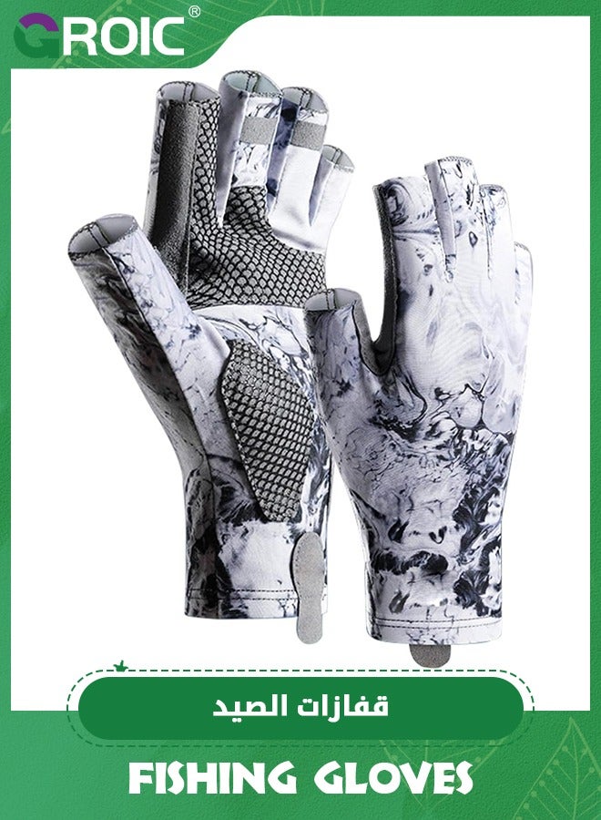 GROIC Sun Gloves UPF 50+ Fishing Gloves, Fingerless Sun Protection UV Protection Fishing Gloves Men/Women for Kayaking, Hiking, Paddling, Driving - Image 1