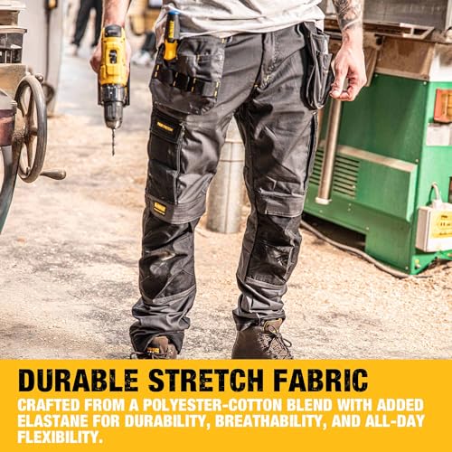 DEWALT Barstow Mens ProStretch Water Resistant Slim Fit Holster Pocket Utility Work Pants GreyBlack W34L31 - Image 3