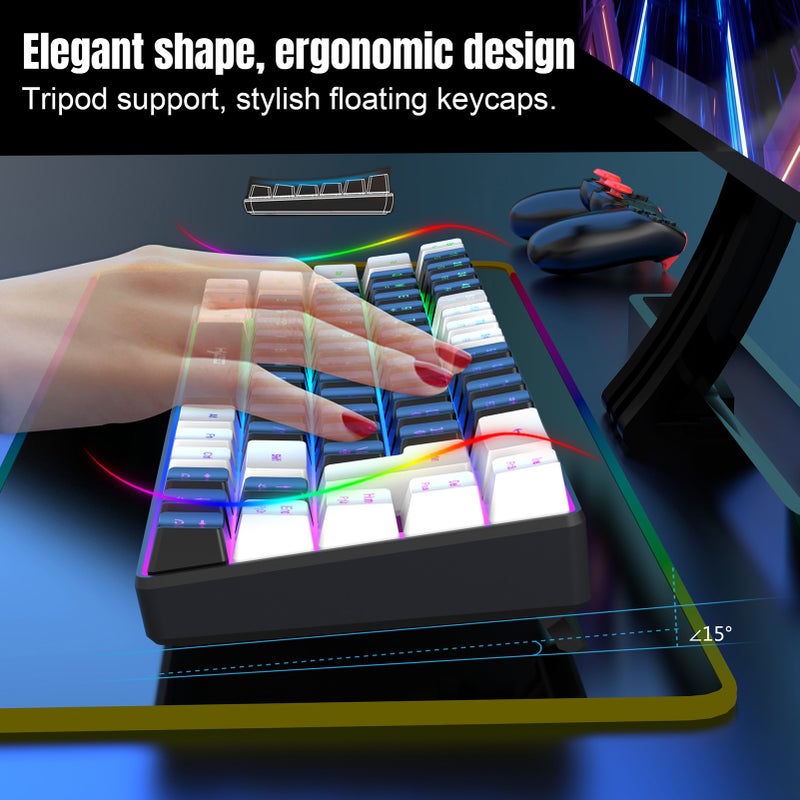 لوحة مفاتيح ألعاب تصميم صغير بمفتاحين 68 - نماذج إضاءة متعددة من نوع RGB - لوحة مفاتيح محمولة خالية من التعارض بمفتاحين 19 لاستخدامها في الألعاب والمكتب - Image 3