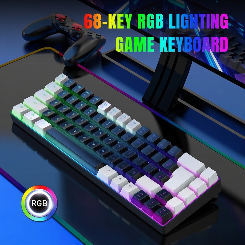لوحة مفاتيح ألعاب تصميم صغير بمفتاحين 68 - نماذج إضاءة متعددة من نوع RGB - لوحة مفاتيح محمولة خالية من التعارض بمفتاحين 19 لاستخدامها في الألعاب والمكتب - Image 4