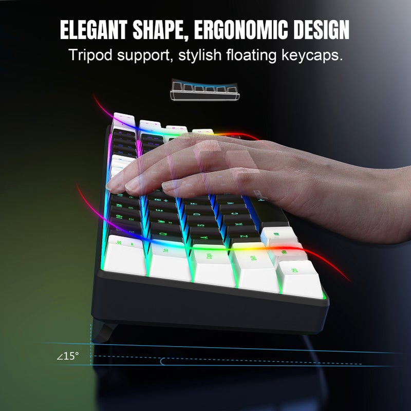 لوحة مفاتيح ألعاب تصميم صغير بمفتاحين 68 - نماذج إضاءة متعددة من نوع RGB - لوحة مفاتيح محمولة خالية من التعارض بمفتاحين 19 لاستخدامها في الألعاب والمكتب - Image 2