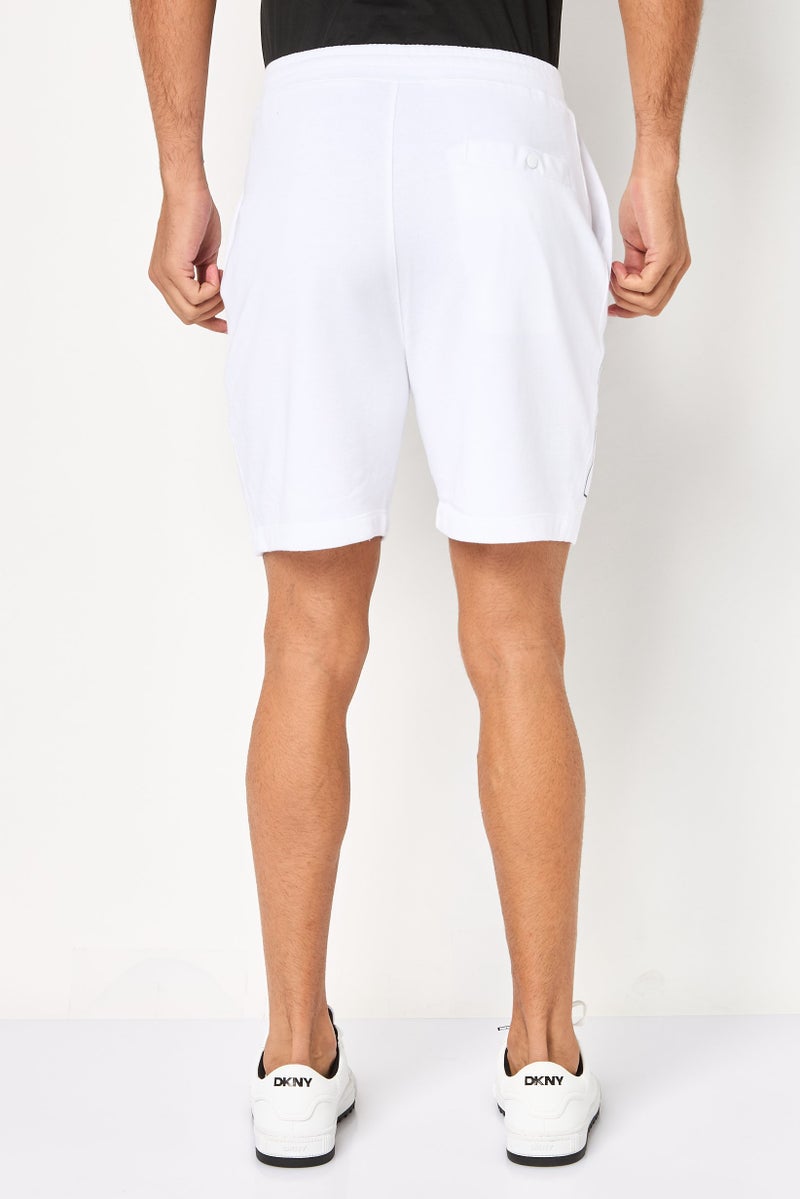 DKNY Men Regular Fit Brand Logo Basic Shorts, White - Image 4