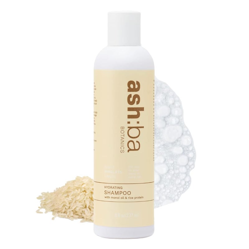 Ashba Botanics Hydrating Shampoo For Dry Dehydrated Hair Mildly Cleanses Soothes Scalp With Green Tea Extract Shea Butter Hair Shampoo for Curly Hair For Men Women Sulphate Free 8 Fl Oz
