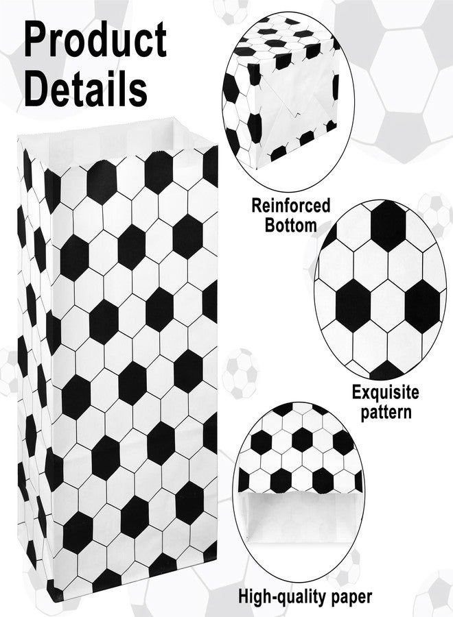 Maniaacer 24 Pcs Soccer Party Bags with Stickers Soccers Goodie Bags Snack Bag Soccers Print Candy Treat Paper Gift Bag for Soccer Birthday Sports Theme Event Party Supplies - Image 3