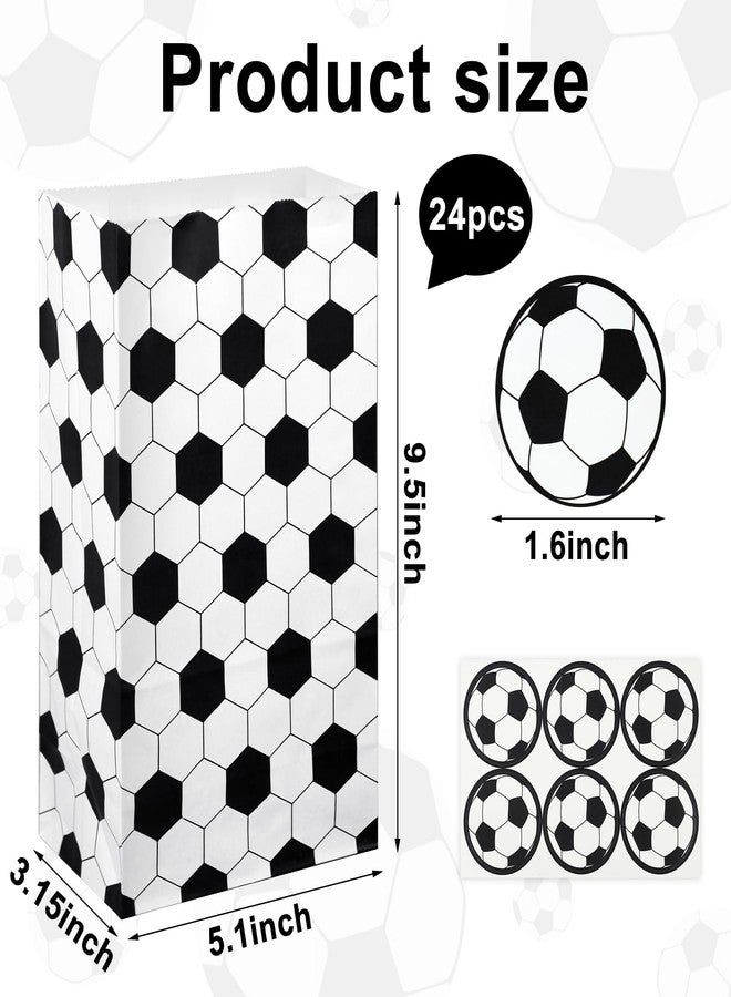 Maniaacer 24 Pcs Soccer Party Bags with Stickers Soccers Goodie Bags Snack Bag Soccers Print Candy Treat Paper Gift Bag for Soccer Birthday Sports Theme Event Party Supplies - Image 2