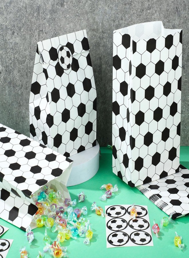 Maniaacer 24 Pcs Soccer Party Bags with Stickers Soccers Goodie Bags Snack Bag Soccers Print Candy Treat Paper Gift Bag for Soccer Birthday Sports Theme Event Party Supplies - Image 4
