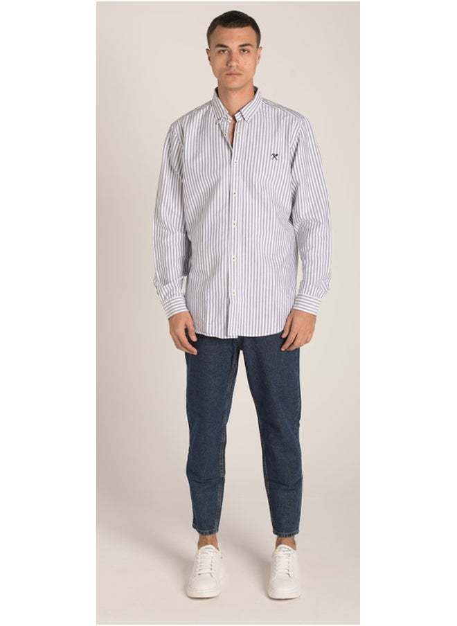 Marco Bergamo - Long Sleeves Casual Striped Sh - Image 1
