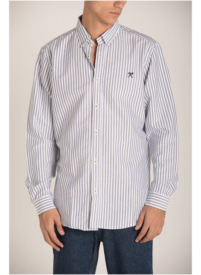 Marco Bergamo - Long Sleeves Casual Striped Sh - Image 1